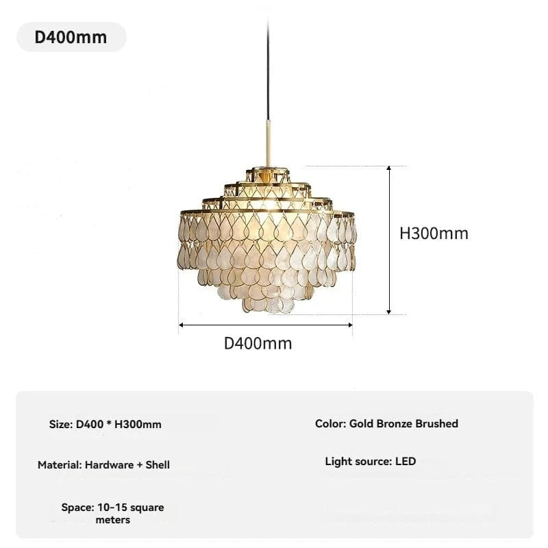 D400MM 350MM / 3colors changeable Lustre doré coquillage