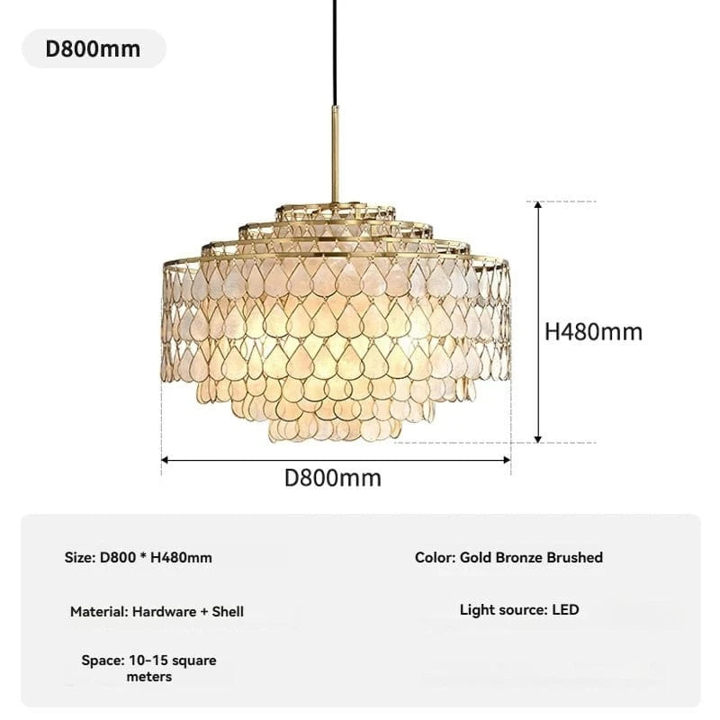 D800MM H480MM / 3colors changeable Lustre doré coquillage