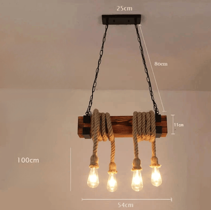 Lustre en bois avec corde