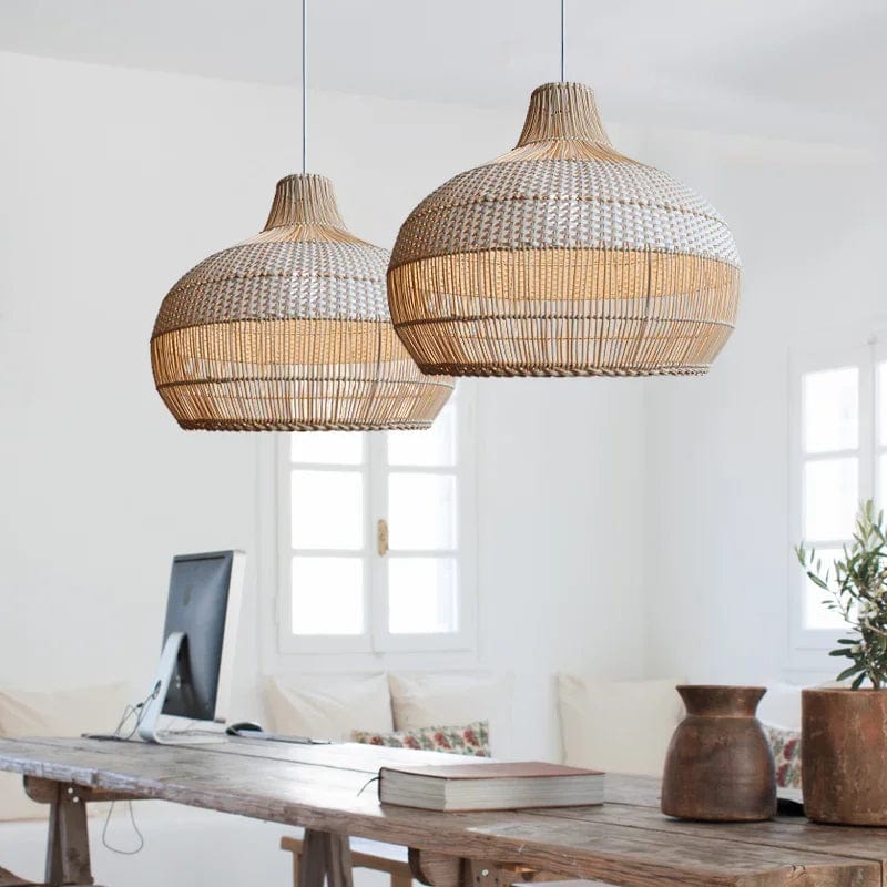 Lustre en bois blanc