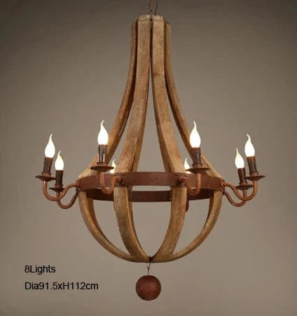 8lights D91.2xH112cm / cold  light Lustre en bois chandelier