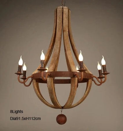 8lights D91.2xH112cm / cold  light Lustre en bois chandelier