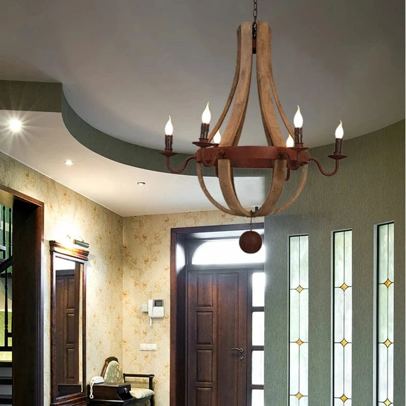 Lustre en bois chandelier