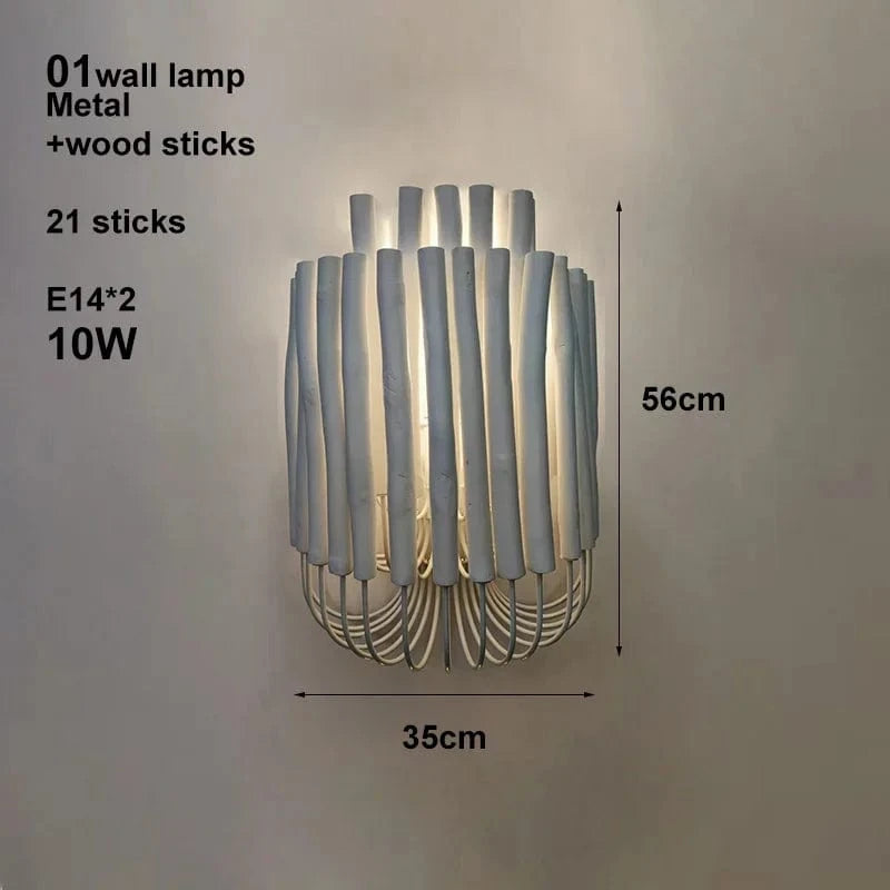 A WHITE 35CM / 110-240V / 3 color light Lustre en bois style bohème chic