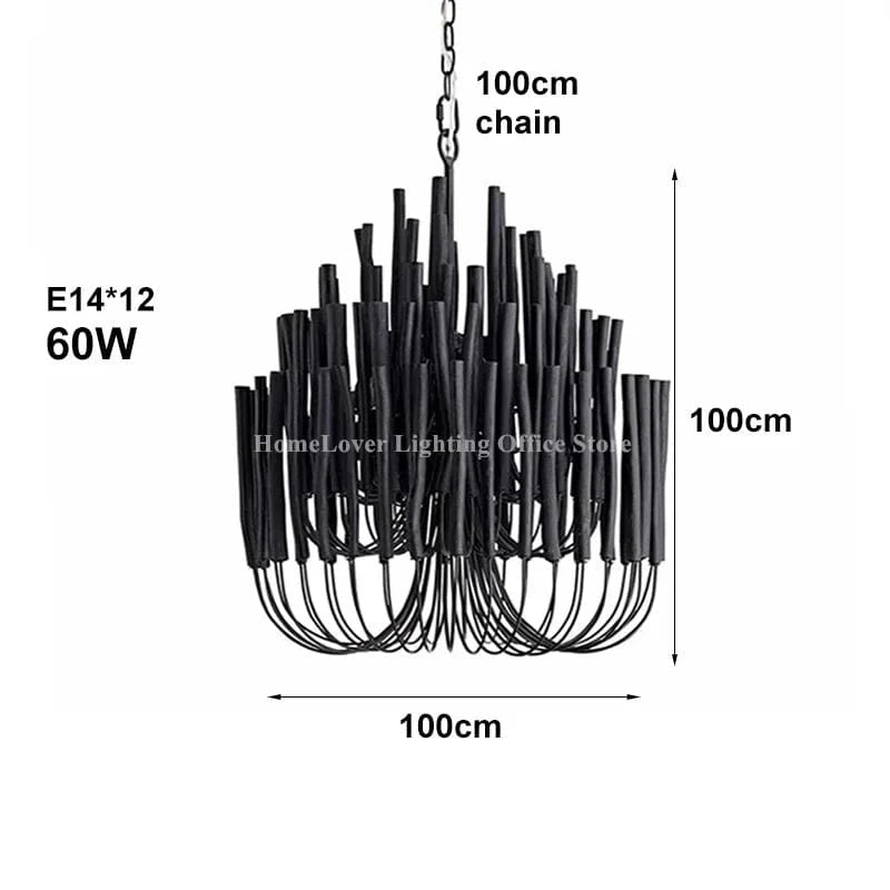 B Dia100CM / 110-240V / Cold White Lustre en bois style bohème chic