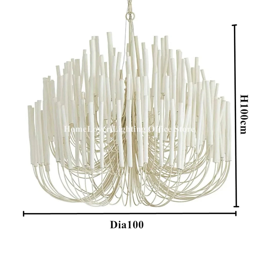 C Dia100CM / 110-240V / Cold White Lustre en bois style bohème chic