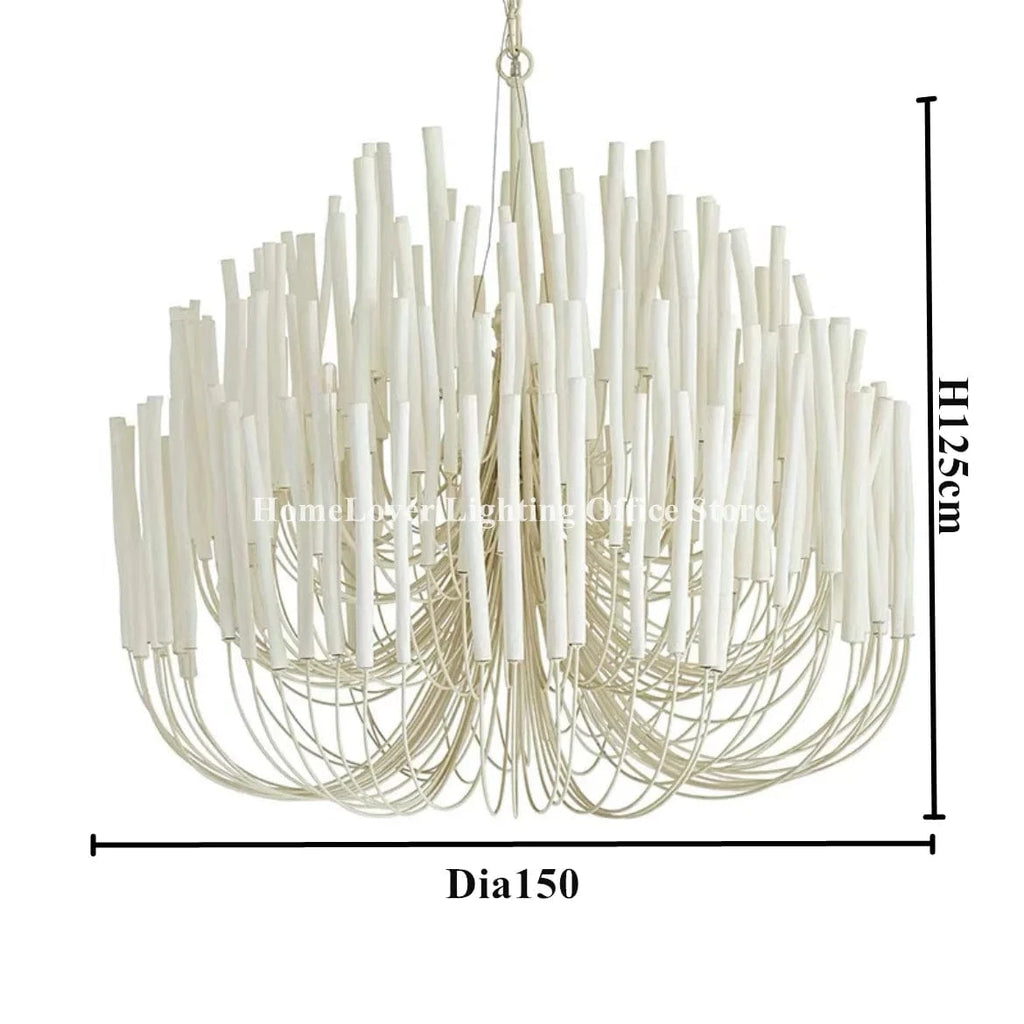 C Dia150CM / 110-240V / Cold White Lustre en bois style bohème chic