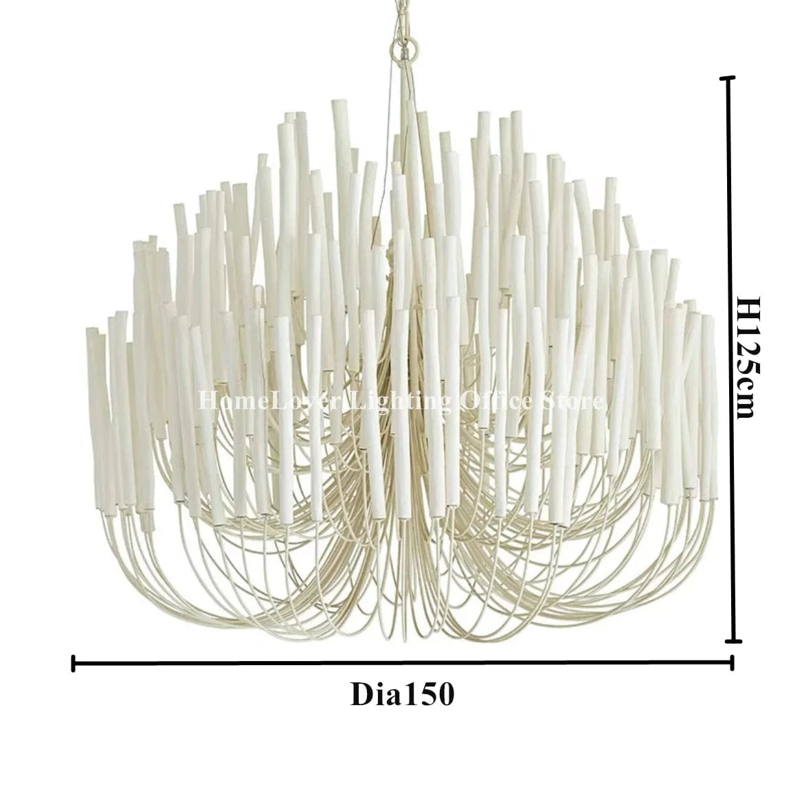 C Dia150CM / 110-240V / Cold White Lustre en bois style bohème chic