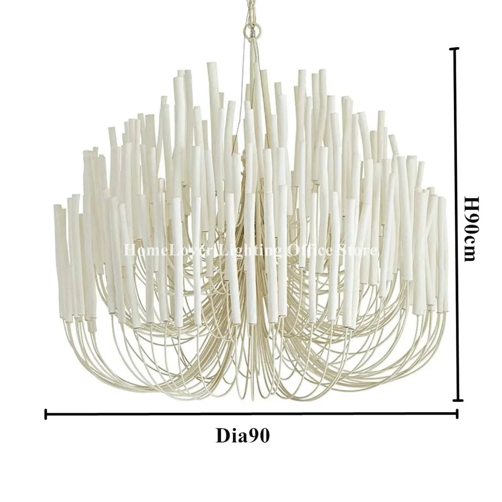 C Dia90CM / 110-240V / Cold White Lustre en bois style bohème chic