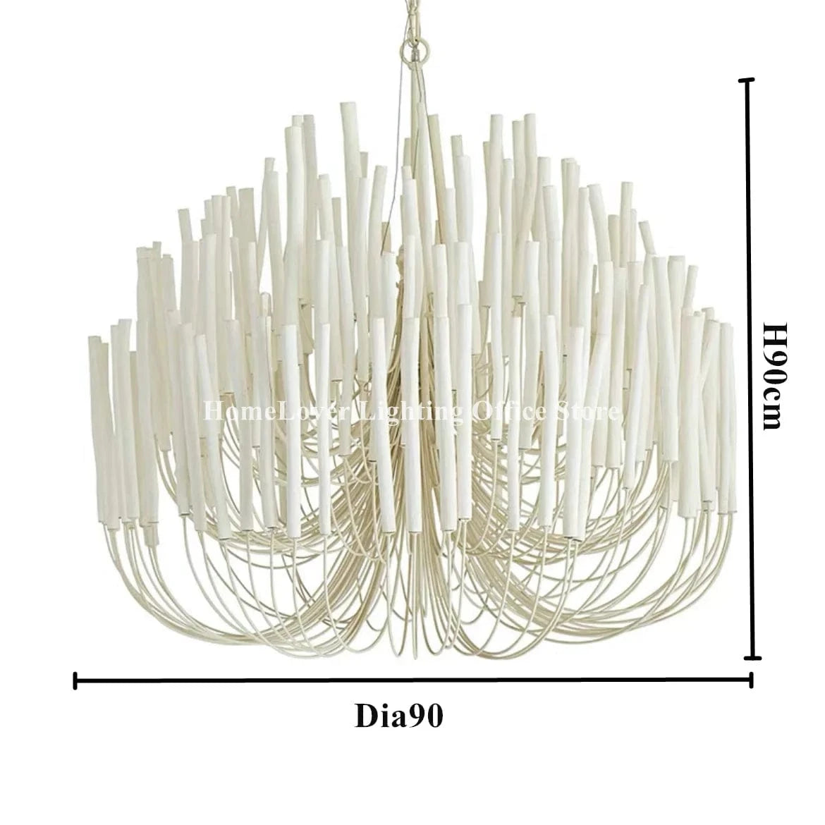 C Dia90CM / 110-240V / Cold White Lustre en bois style bohème chic