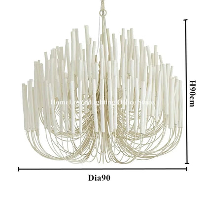 C Dia90CM / 110-240V / Cold White Lustre en bois style bohème chic