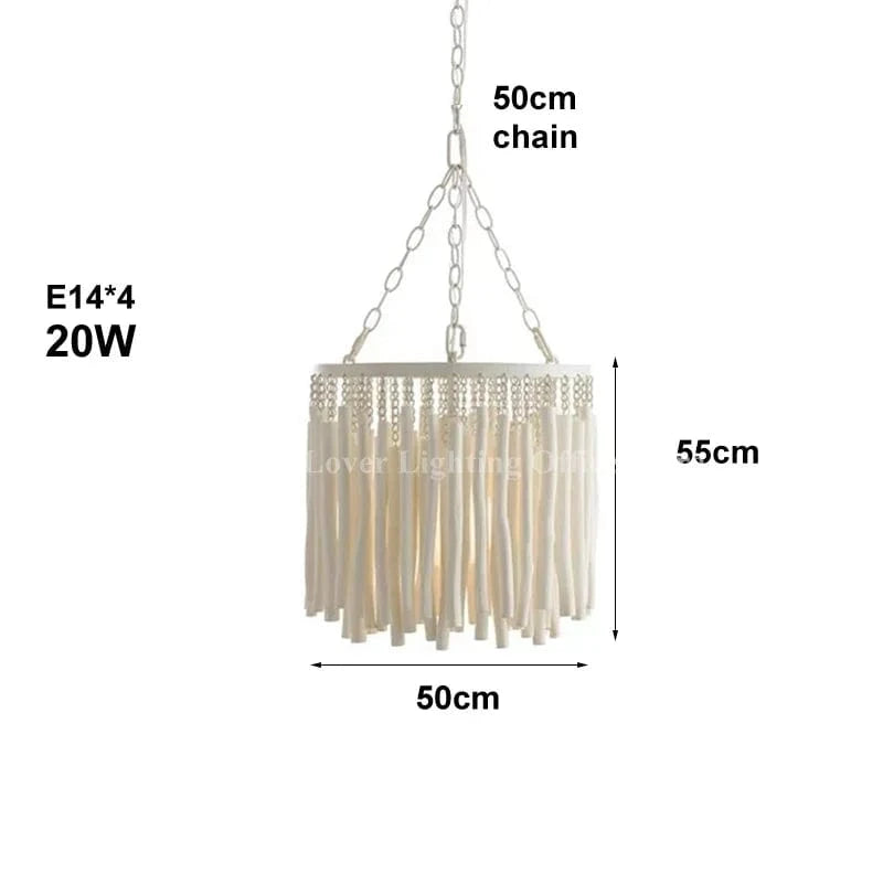 D Dia50CM / 110-240V / Cold White Lustre en bois style bohème chic