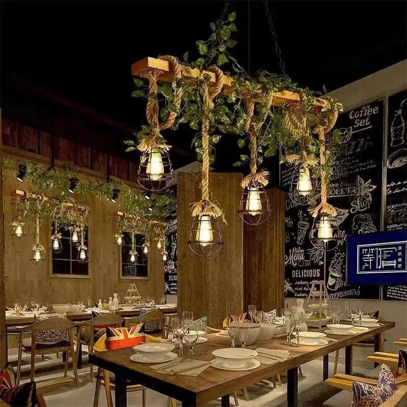 Lustre en corde et lière