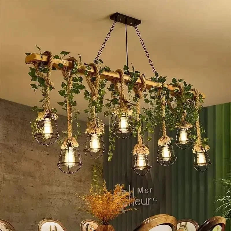 Lustre en corde et lière