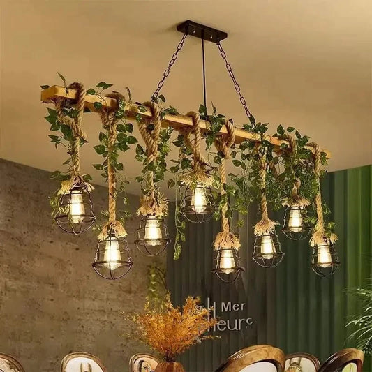 Lustre en corde et lière