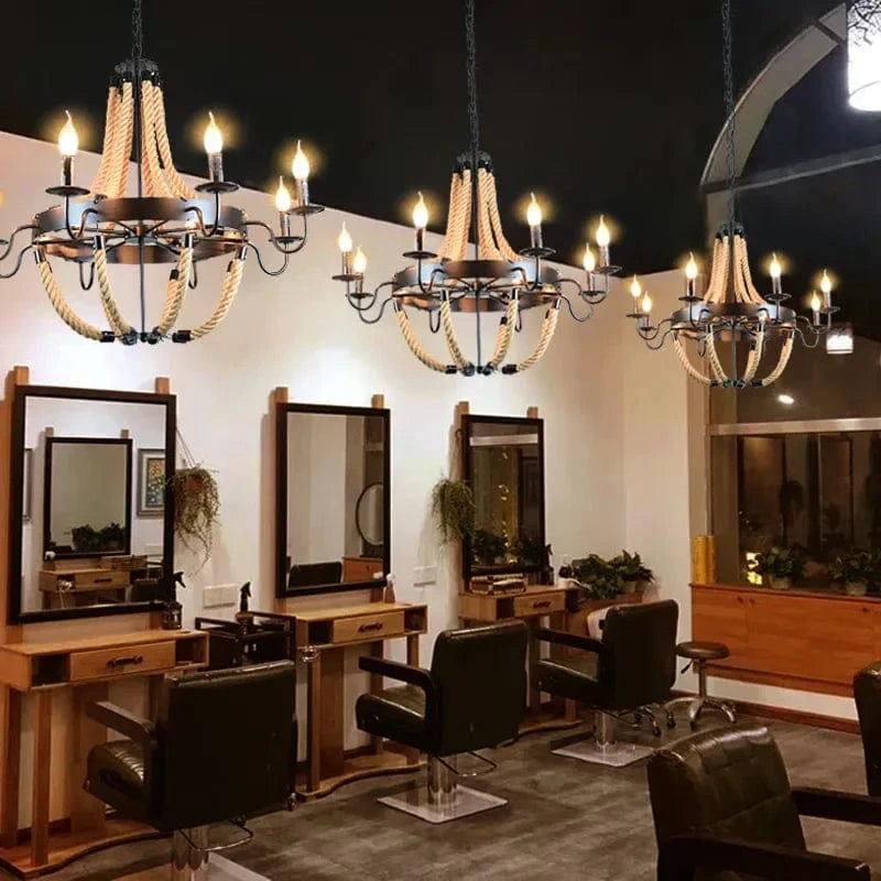 Lustre en corde style rustique