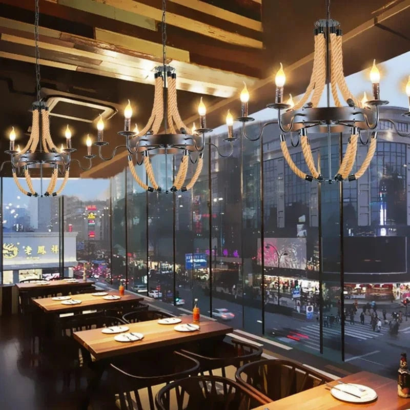 Lustre en corde style rustique