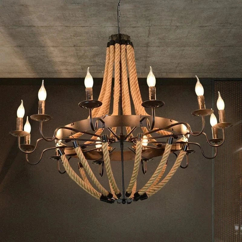 Lustre en corde style rustique