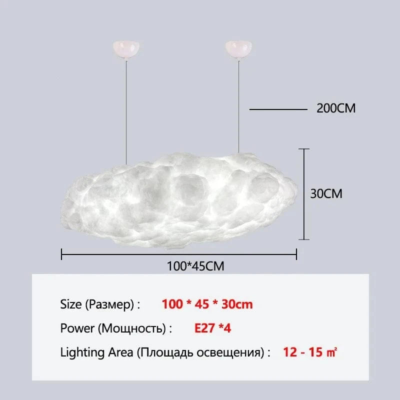 100cm / Cold White Light Lustre en forme de nuage
