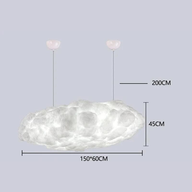 150 CM / LUMIÈRE CHAUDE Lustre en forme de nuage