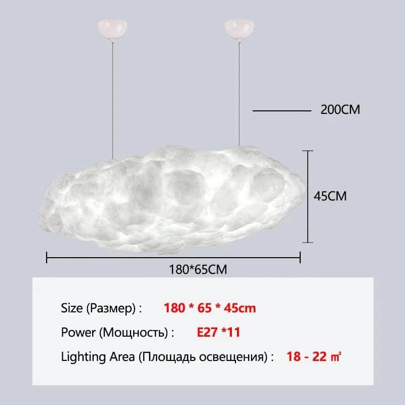 180cm / Tricolor Light Lustre en forme de nuage