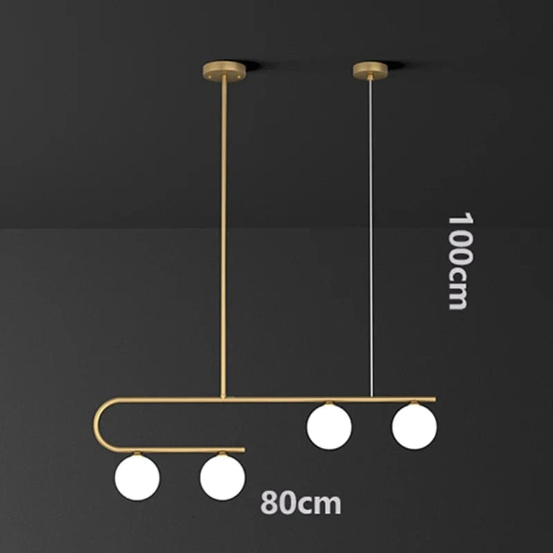 4 head / RC remote dimming Lustre en laiton doré boule de verre opalin