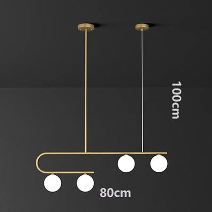 4 head / RC remote dimming Lustre en laiton doré boule de verre opalin