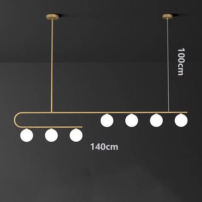 7 head / Cold White Lustre en laiton doré boule de verre opalin