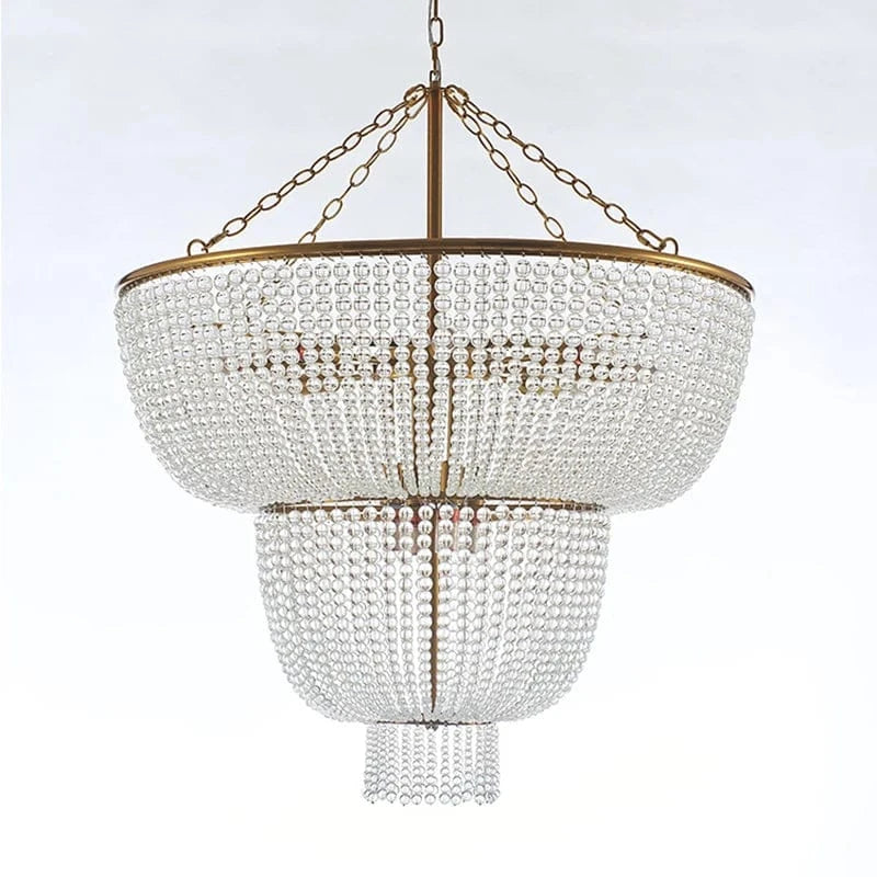 A D80cm Crystal / Warm White Lustre en perle de bois et dorure