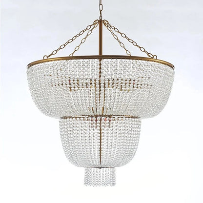 A D80cm Crystal / Warm White Lustre en perle de bois et dorure