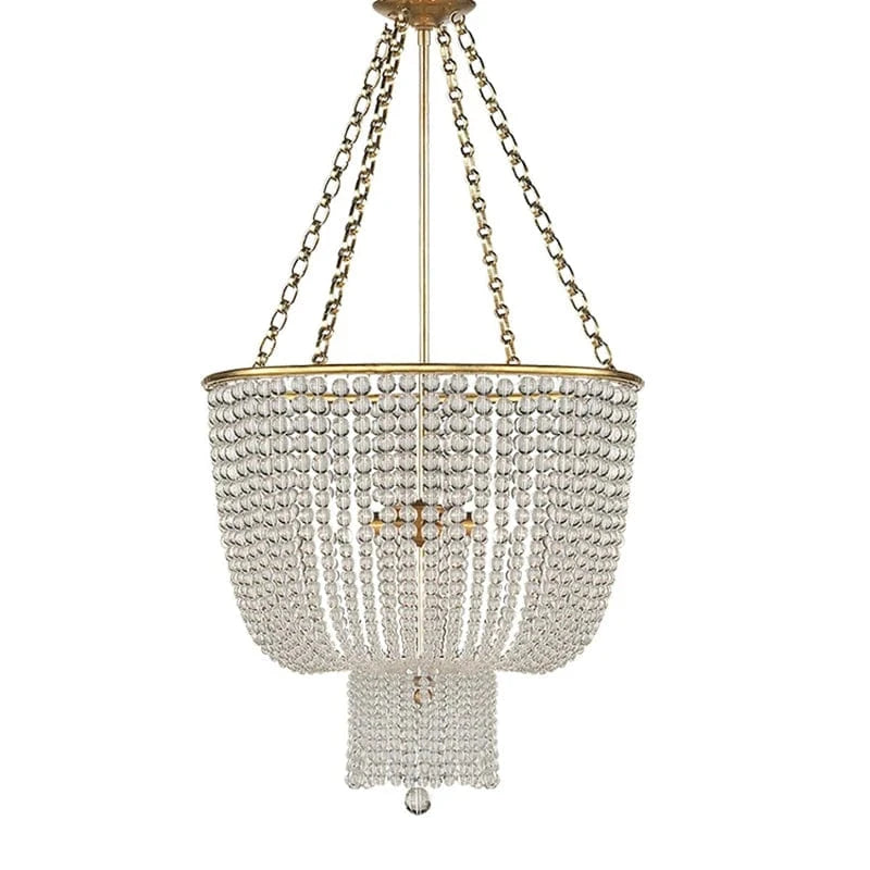 B D50cm Crystal / Warm White Lustre en perle de bois et dorure