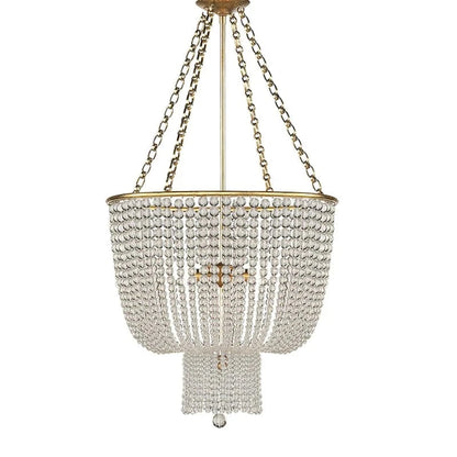 B D50cm Crystal / Warm White Lustre en perle de bois et dorure