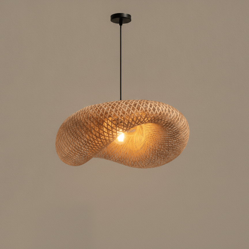 40 CM / BEIGE Lustre en rotin