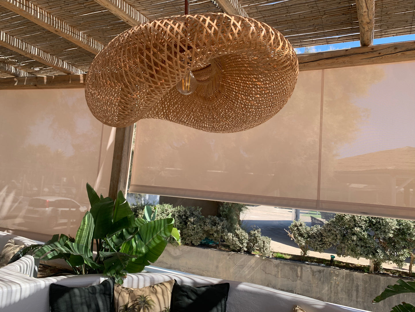 40 CM / BOIS Lustre en rotin