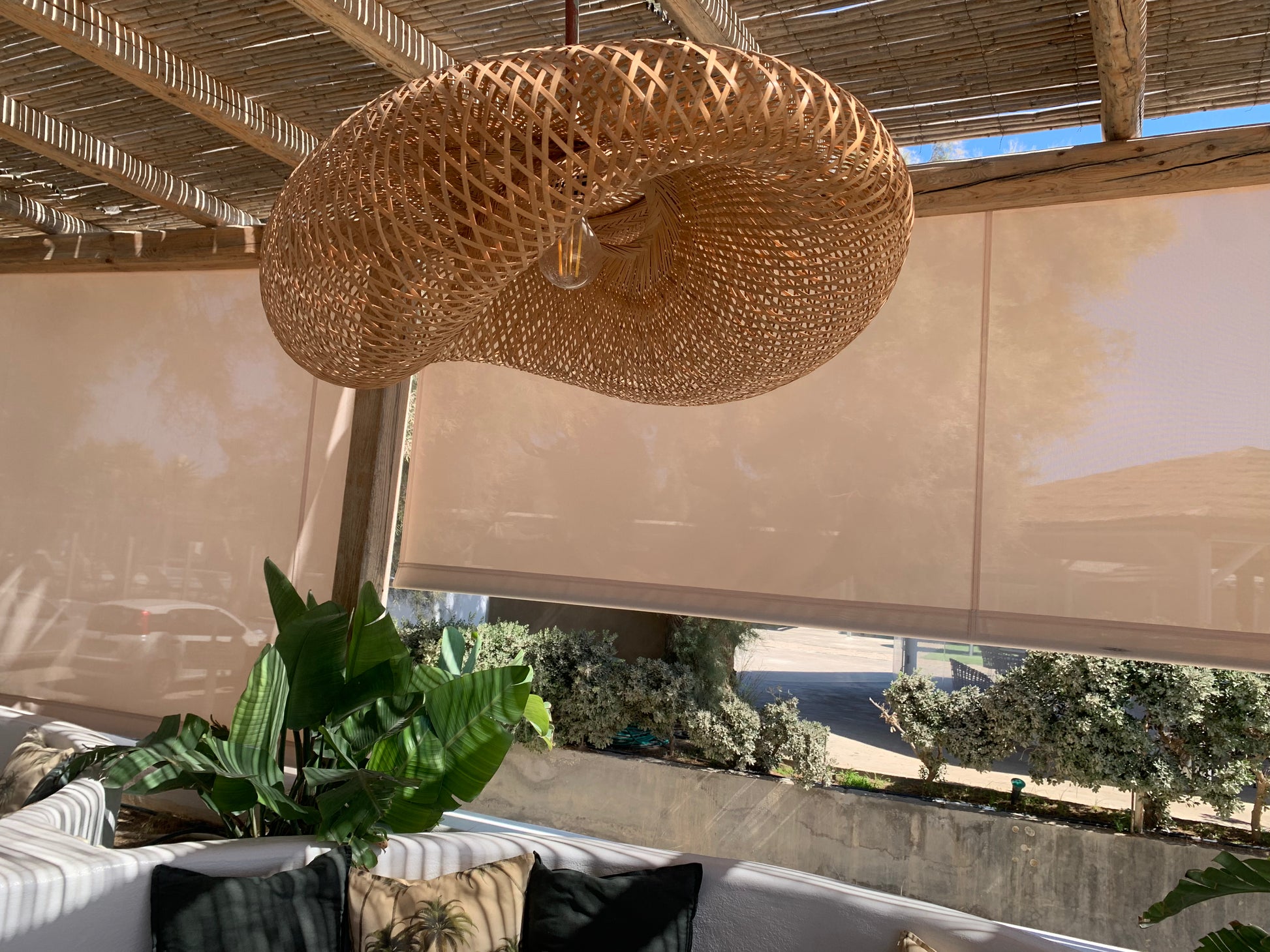 40 CM / BOIS Lustre en rotin