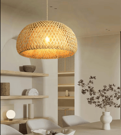 Lustre en rotin naturel