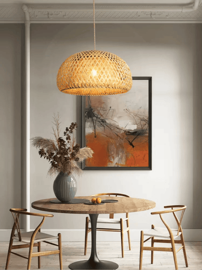Lustre en rotin naturel