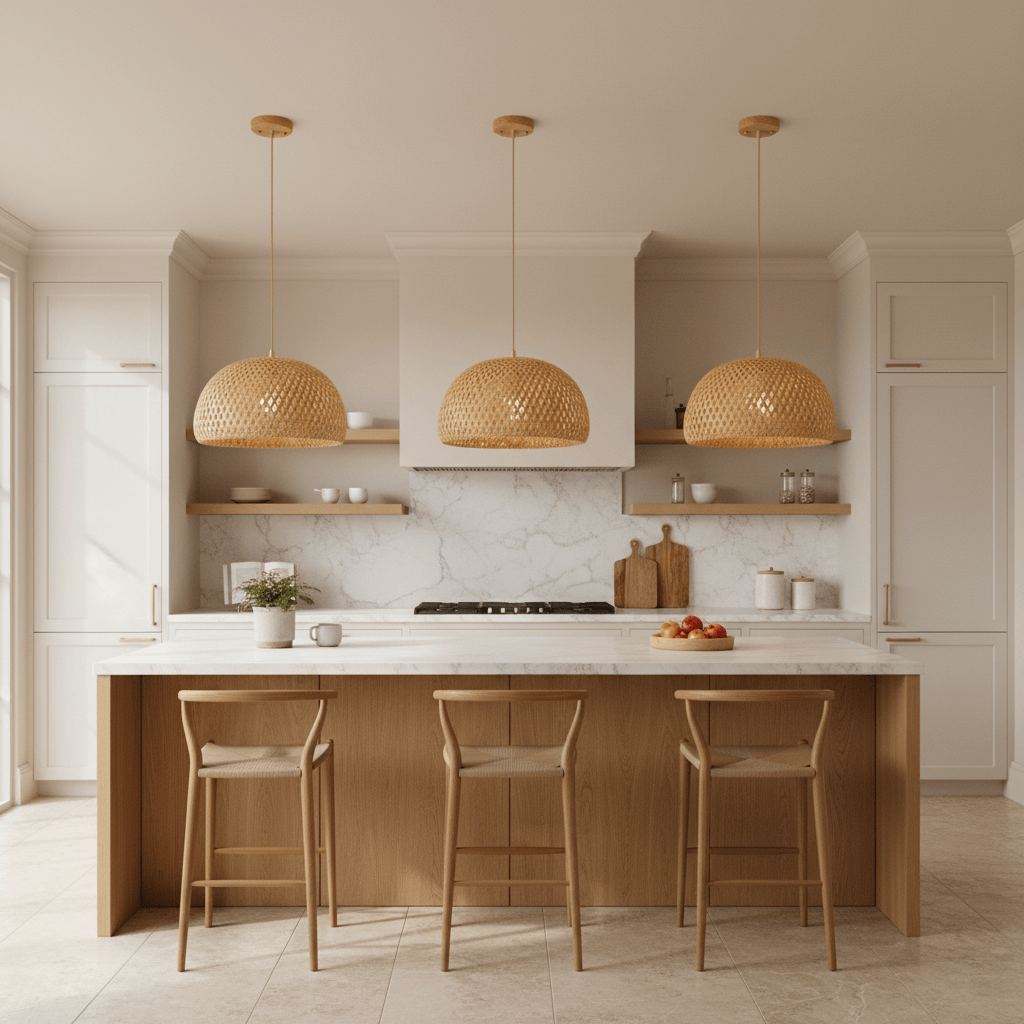 Lustre en rotin naturel