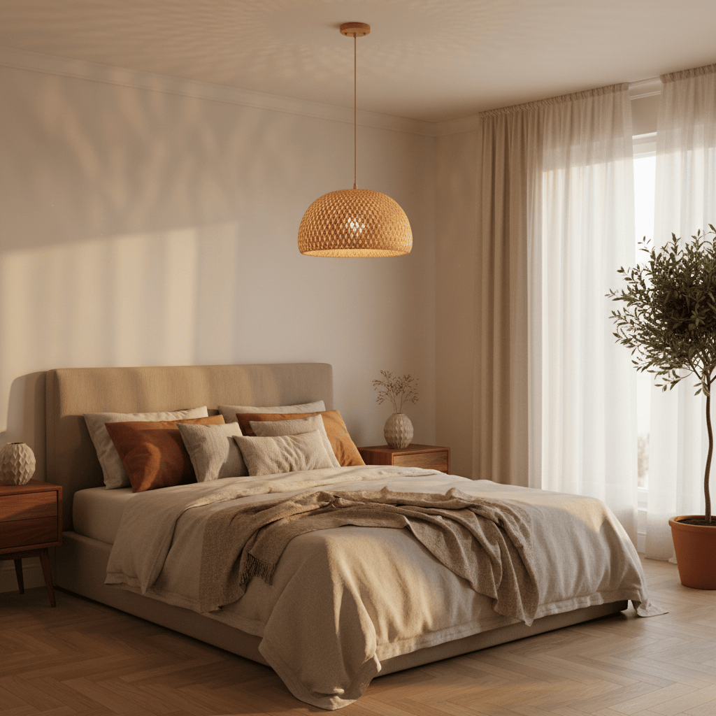 Lustre en rotin naturel