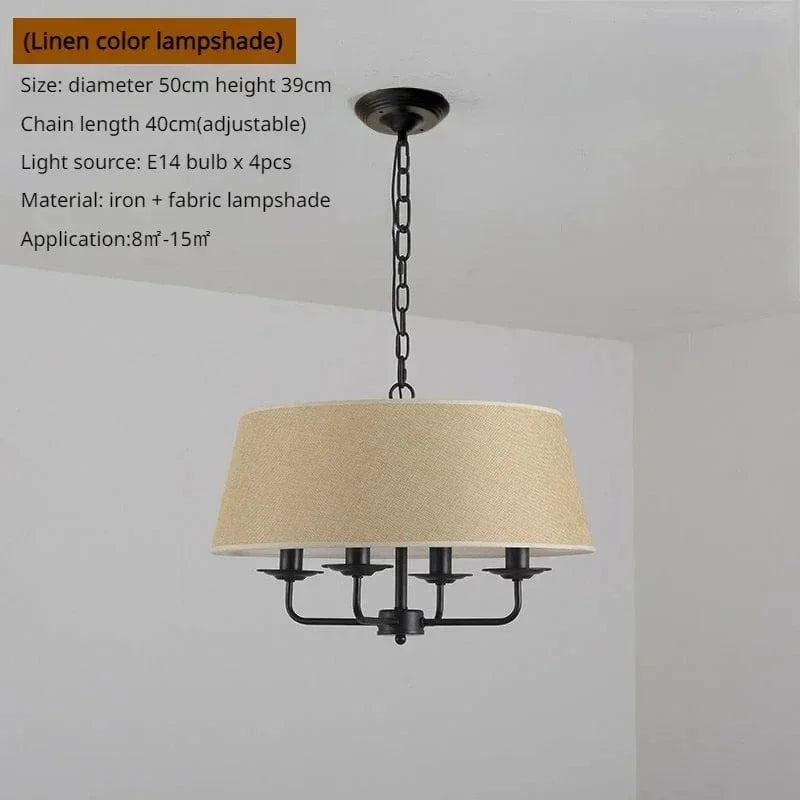 Black-Flaxen color / Warm light Lustre en tissu style Américain