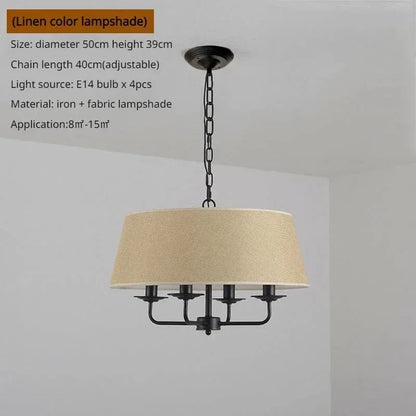 Black-Flaxen color / Warm light Lustre en tissu style Américain