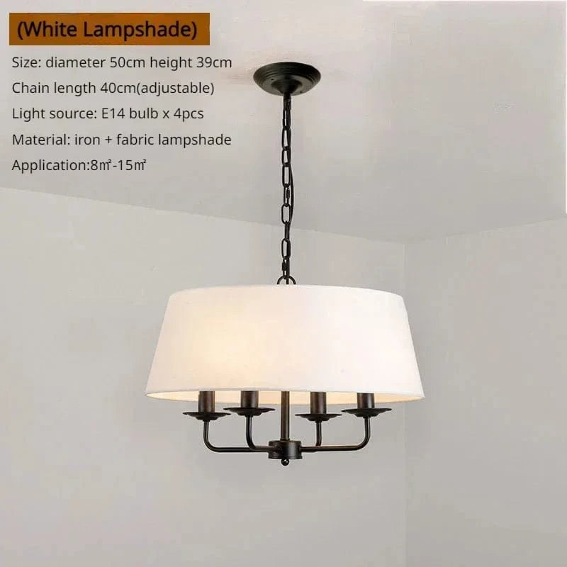 Black-white / Neutral light Lustre en tissu style Américain
