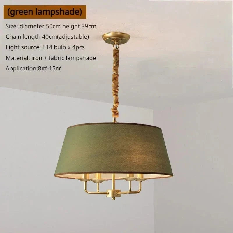 Golden-green / Neutral light Lustre en tissu style Américain
