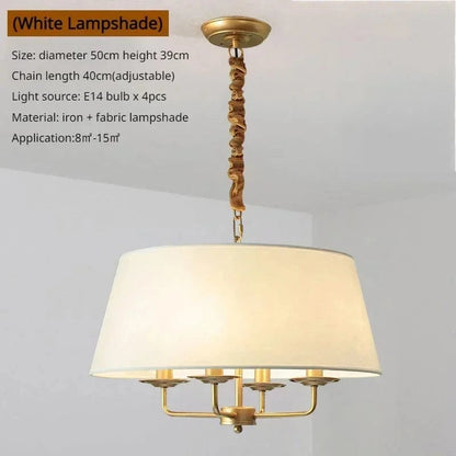 Golden-white / Cold light Lustre en tissu style Américain