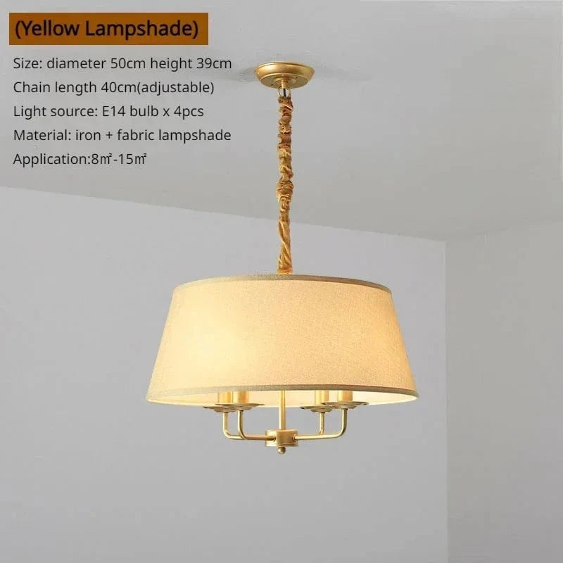 Golden-yellow / Neutral light Lustre en tissu style Américain