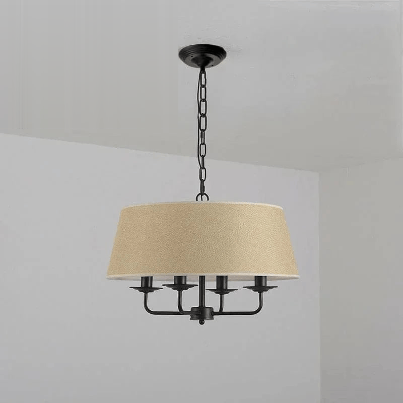 NOIR ET LIN / LUMIÈRE CHAUDE Lustre en tissu style Américain