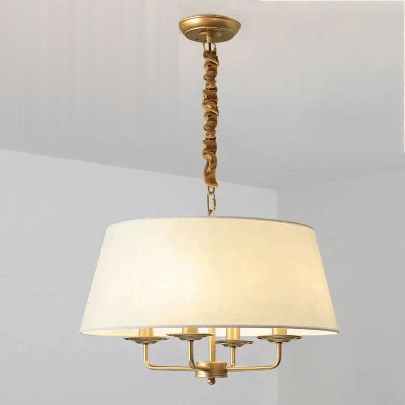 OR ET BLANC / LUMIÈRE FROIDE Lustre en tissu style Américain