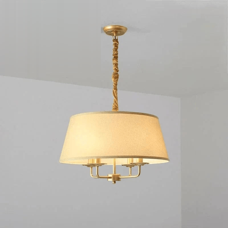 OR ET JAUNE / LUMIÈRE NEUTRE Lustre en tissu style Américain