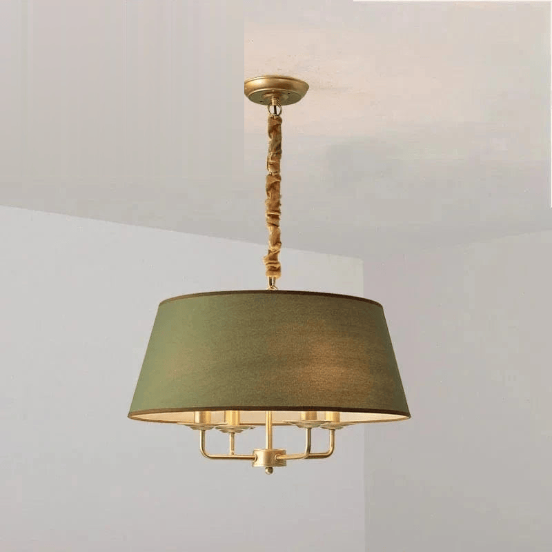 OR ET VERT / LUMIÈRE NEUTRE Lustre en tissu style Américain