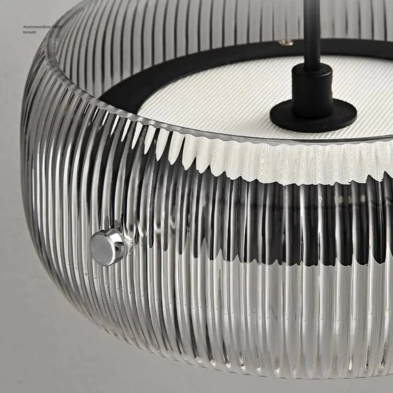 Lustre en verre côtelé 4 têtes